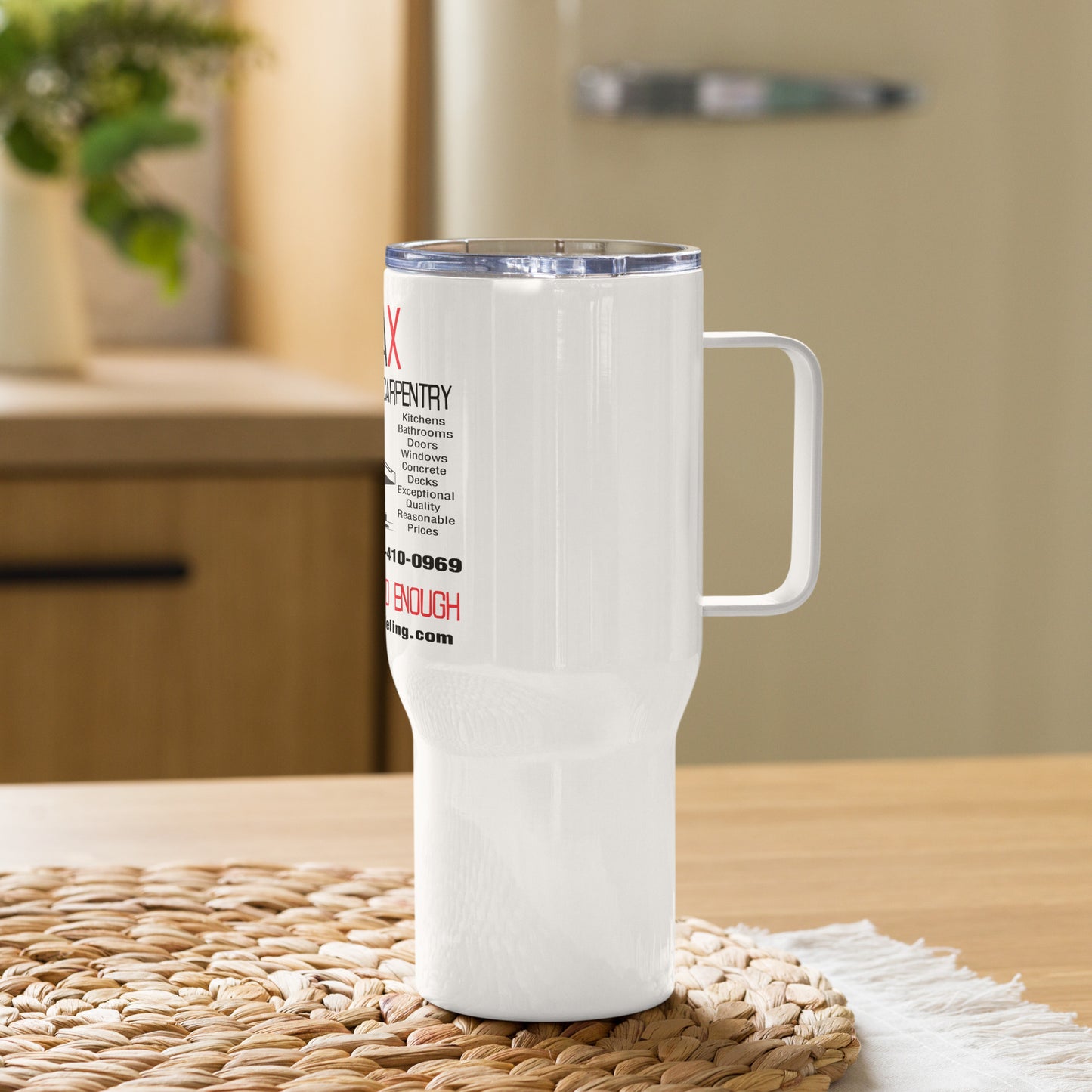 Travel mug with a handle TRuax Remodeling
